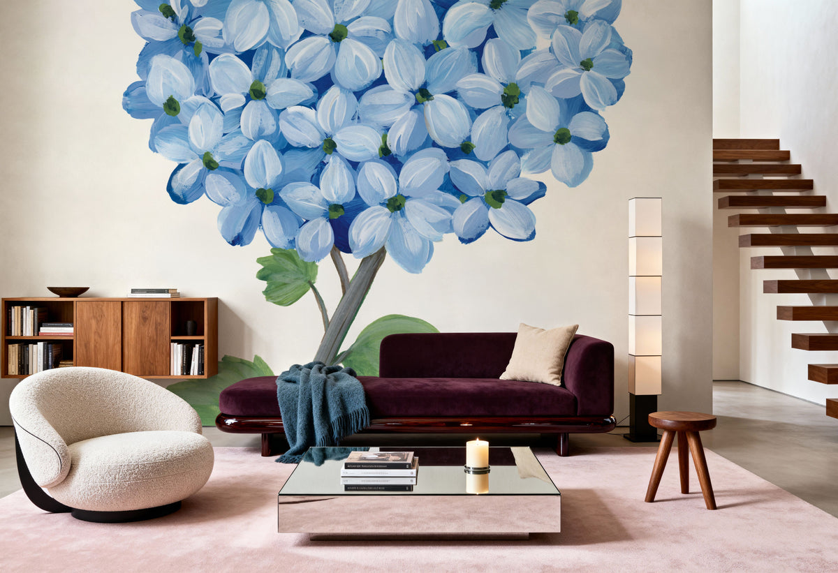 Nantucket Blue Hydrangea I Mural Wallpaper - room preview 02