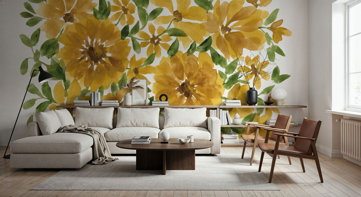 Sunflower Blooms Mural Wallpaper - Warm Tone - room preview 02