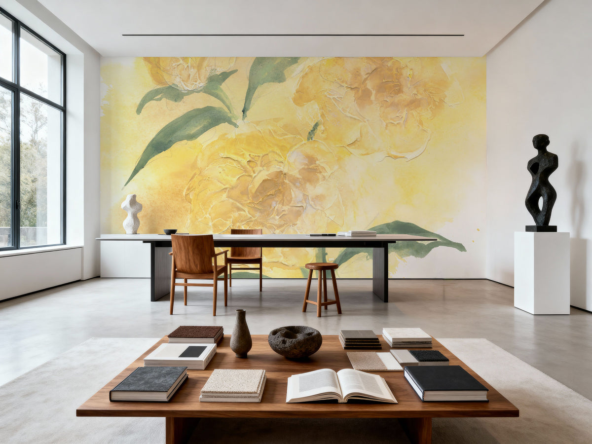 Dimensional Peony I Mural Wallpaper - room preview 02