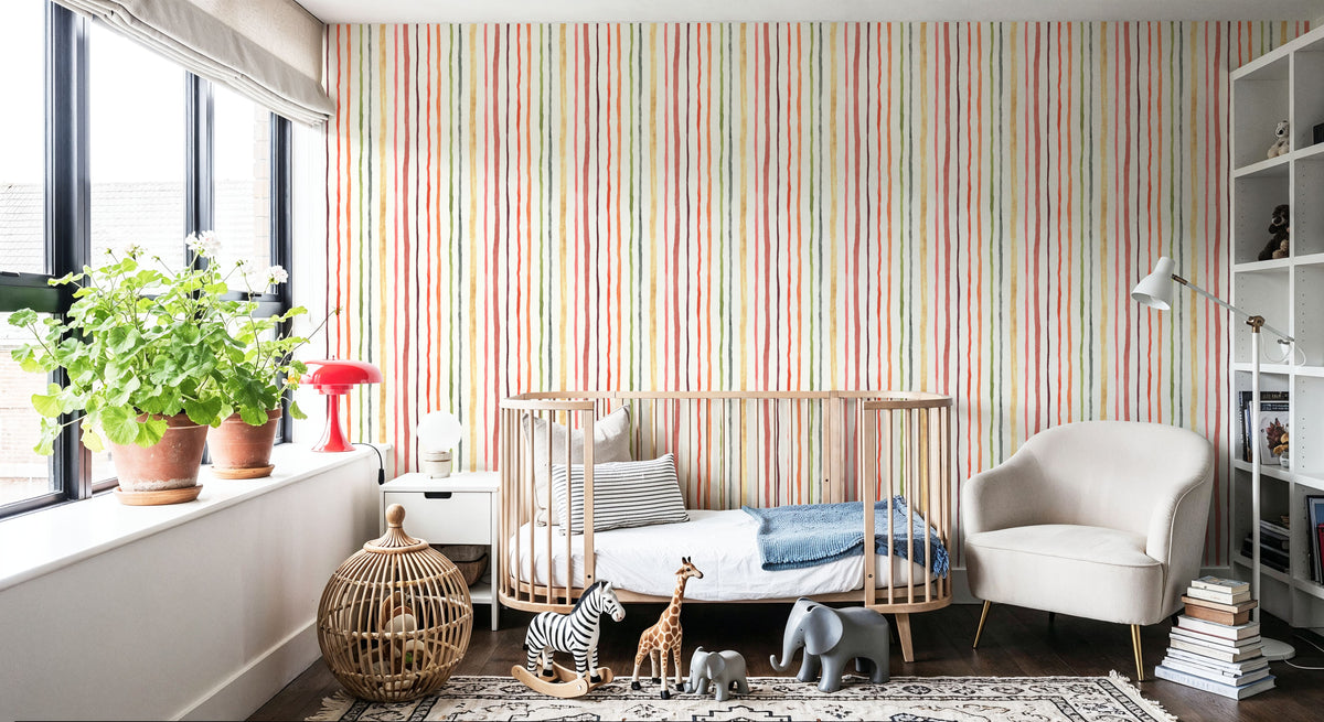 Watercolor Lines Mural Wallpaper - room preview 02