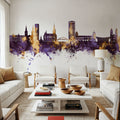 Wuppertal Germany Skyline Purple & Gold Mural Wallpaper - room preview 02