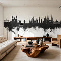 Lucerne Switzerland Luzern Skyline Black & White Mural Wallpaper - room preview 02