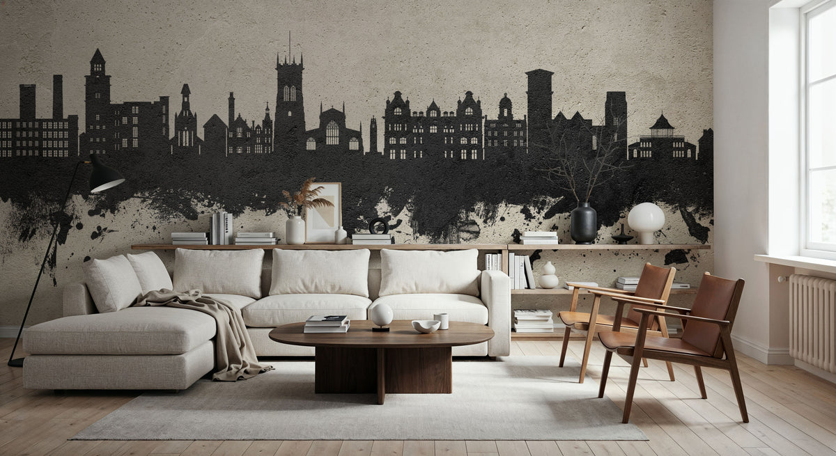 Wigan England Skyline Concrete Mural Wallpaper - room preview 02