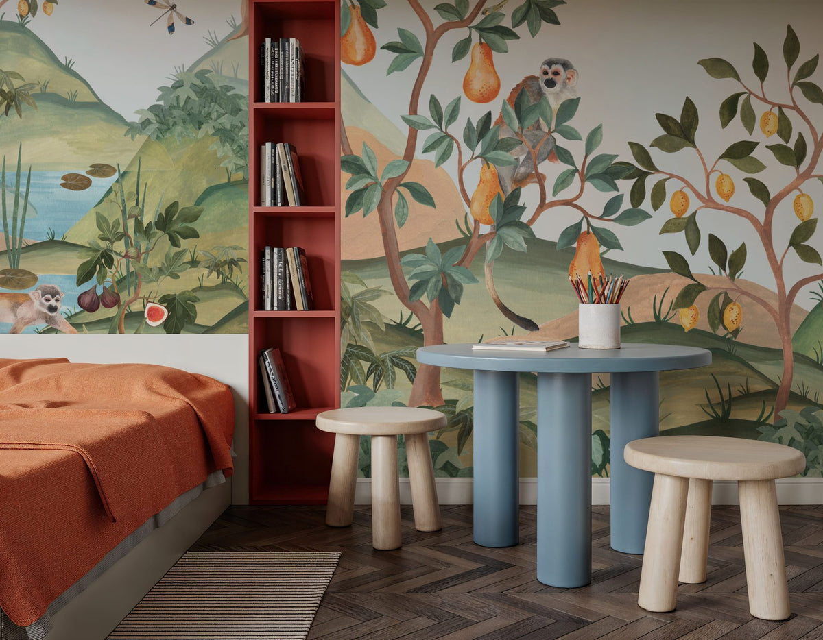 Orchard Reverie, Sky Blue Mural Wallpaper - room preview 02