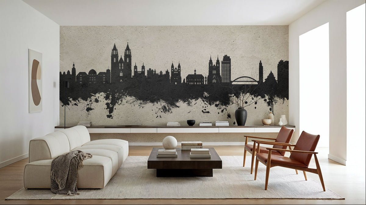 Magdeburg Germany Skyline Concrete Mural Wallpaper - room preview 02