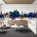 Jersey Channel Islands Skyline Blue & Bronze Mural Wallpaper - room preview 02
