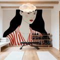 Woman in Striped Blouse I Mural Wallpaper - room preview 02