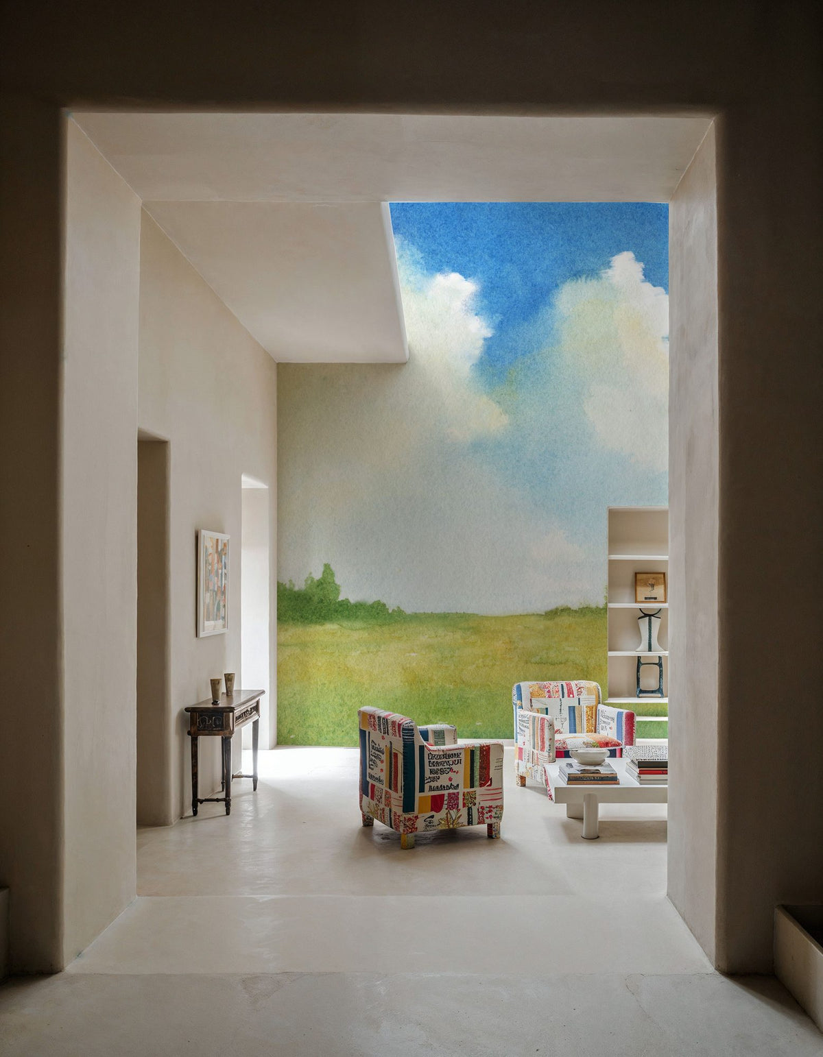 Cloudy Landscape Painting Mural Wallpaper - room preview 02