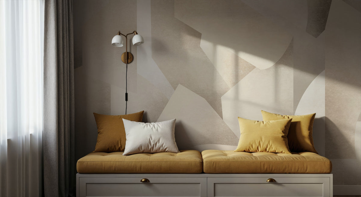 Chalky Geometrica, Alpine Oat Mural Wallpaper - room preview 02