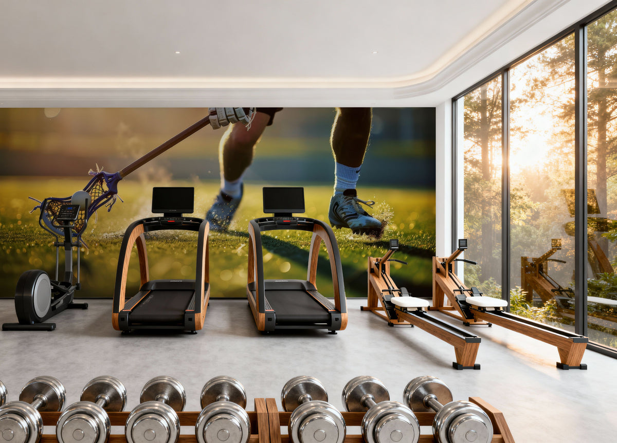 Lacrosse Action Mural Wallpaper - room preview 02