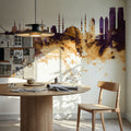 Istanbul Turkey Skyline Purple & Gold Mural Wallpaper - room preview 02