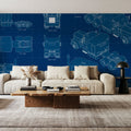 Truck Blueprint Mural Wallpaper - room preview 02