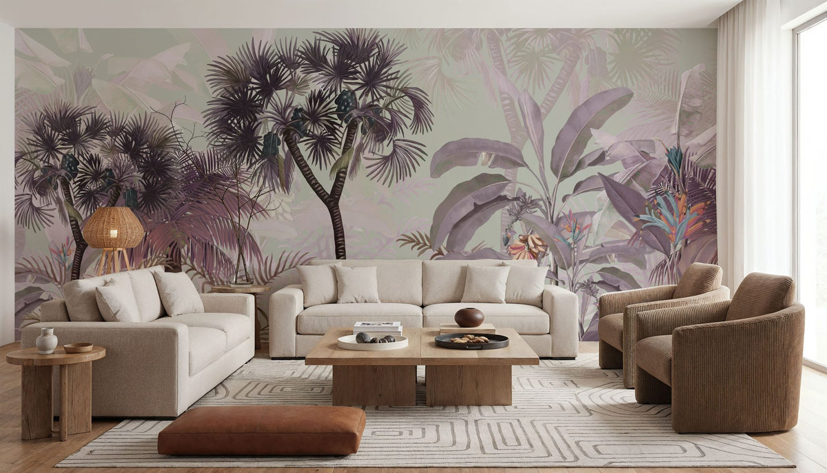 Tropical Forest Strolls Greenlight Mural Wallpaper - room preview 02