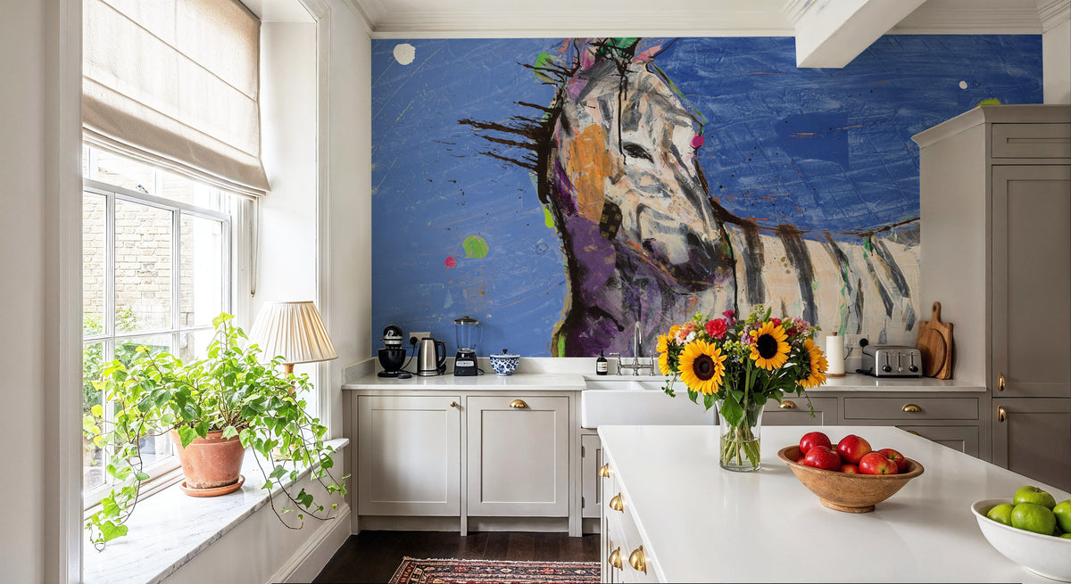 Zebra Splash Mural Wallpaper - room preview 02