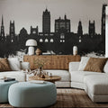 New Haven Connecticut Skyline Black & White Mural Wallpaper - room preview 02