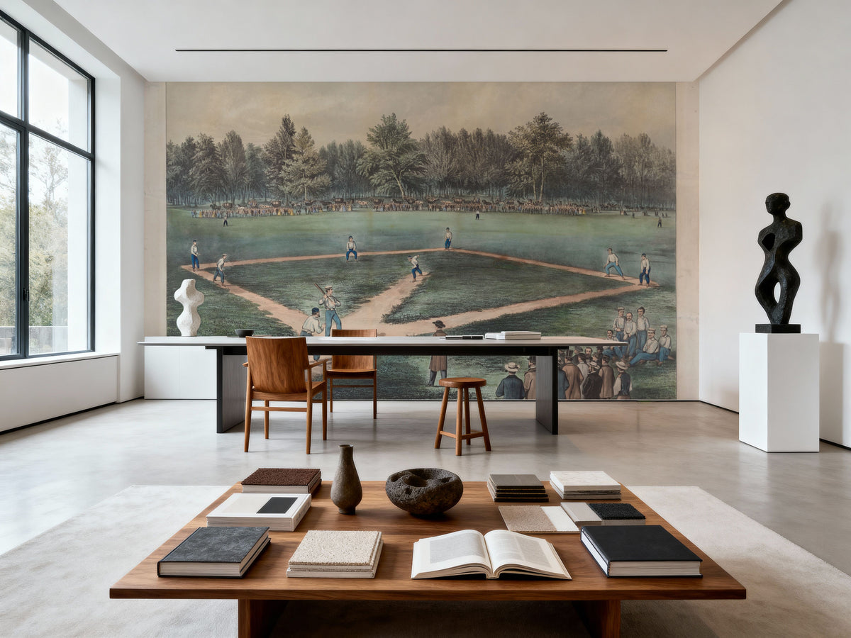 Hoboken Baseball Mural Wallpaper - room preview 02