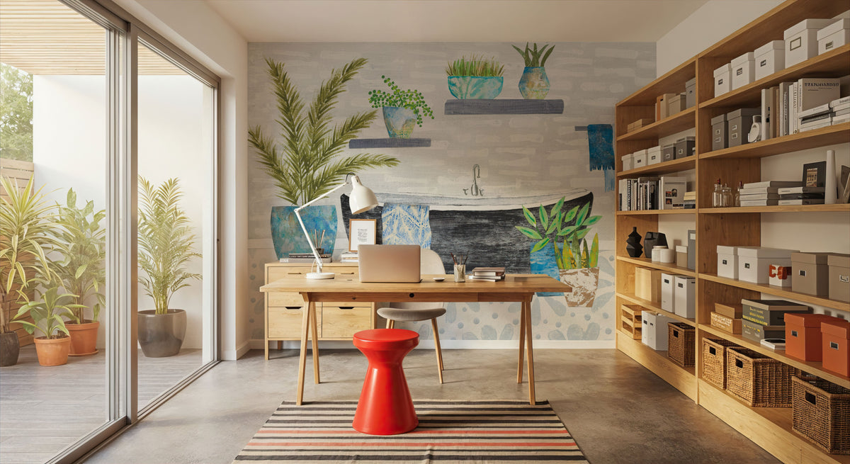 Botanical Bathroom I Mural Wallpaper - room preview 02