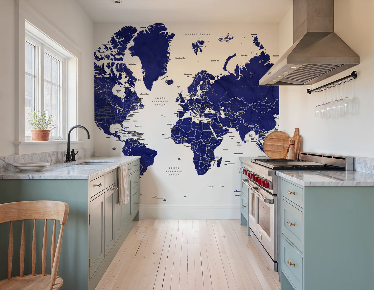 World Map - Nevin Mural Wallpaper - room preview 02