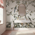 Bird Harmony, Muted Mural Wallpaper - room preview 02
