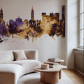 Erlangen Germany Skyline Purple & Gold Mural Wallpaper - room preview 02