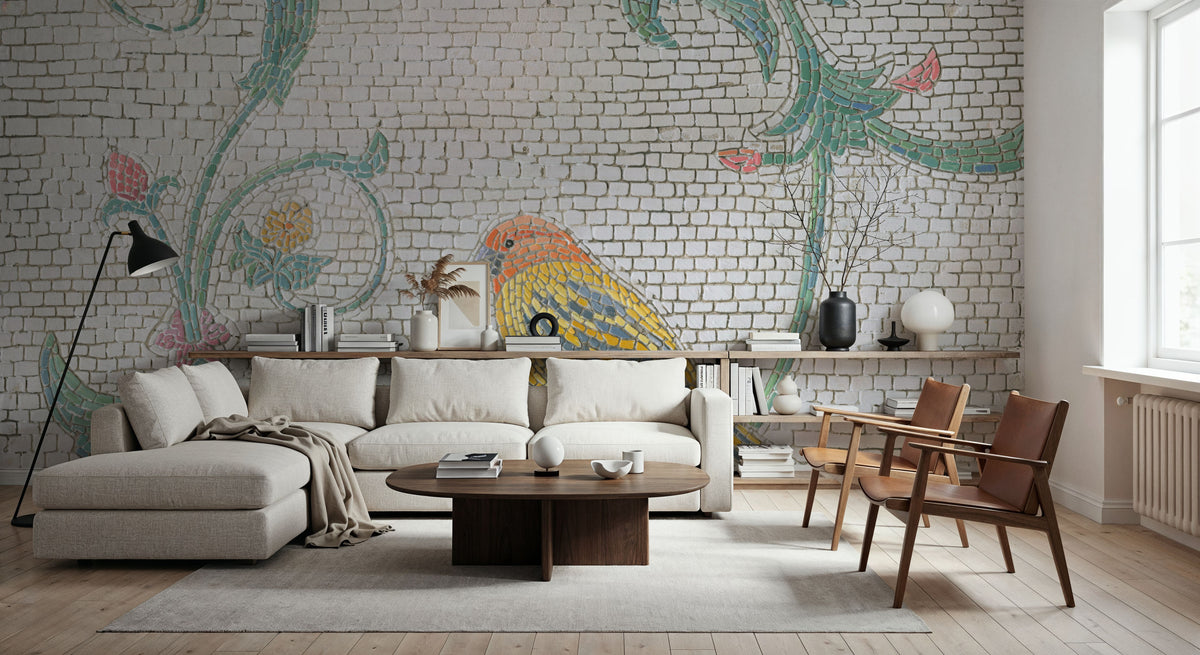 Mosaic Birds III Mural Wallpaper - room preview 02