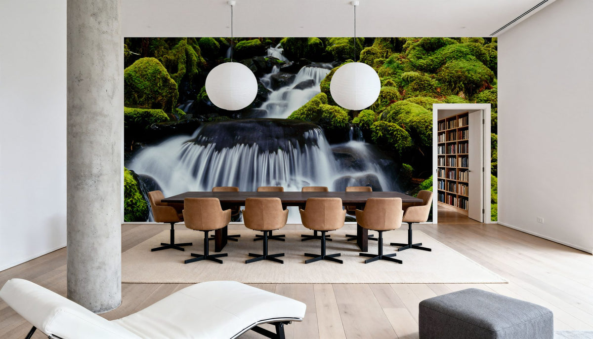 Mossy Rock Waterfall Mural Wallpaper - room preview 02