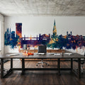 San Sebastian Spain Skyline Blue & Bronze Mural Wallpaper - room preview 02