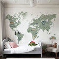 Scandi Map White Mural Wallpaper - room preview 02