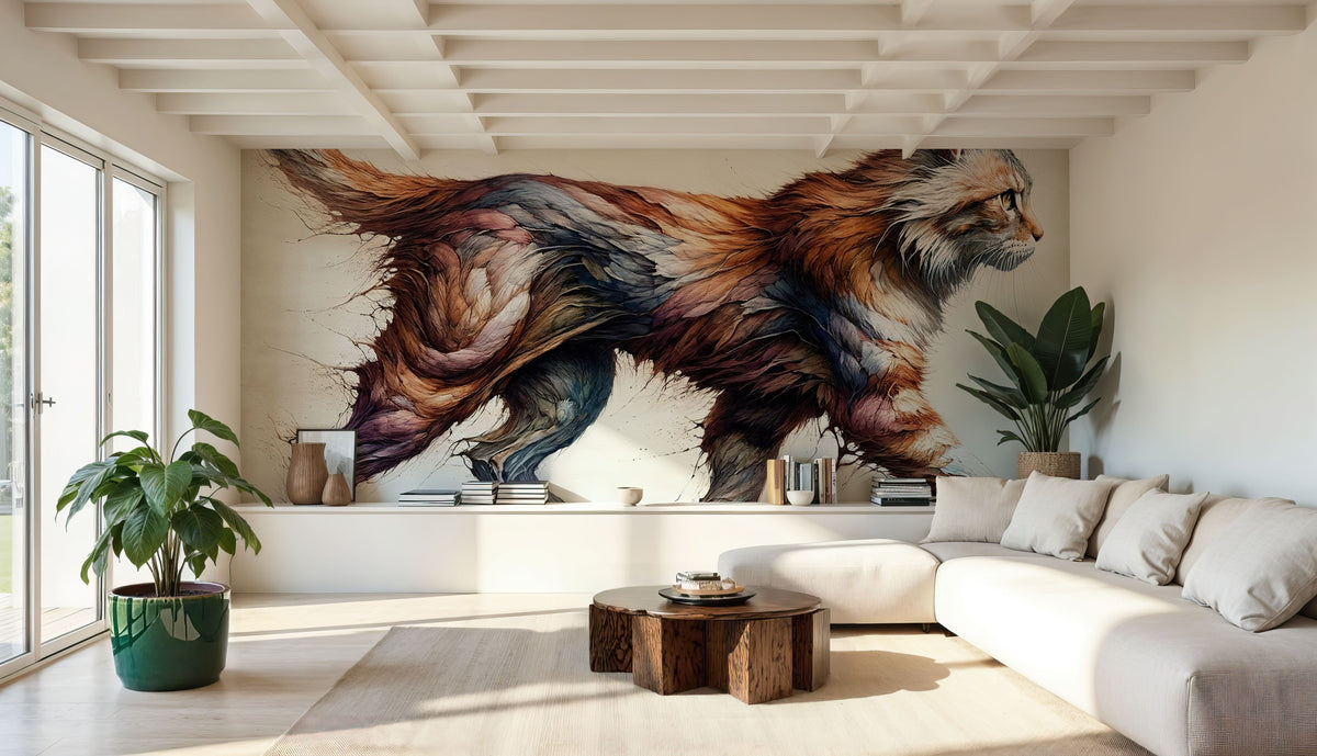 Powerful Cat Mural Wallpaper - room preview 02