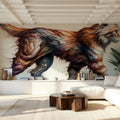 Powerful Cat Mural Wallpaper - room preview 02