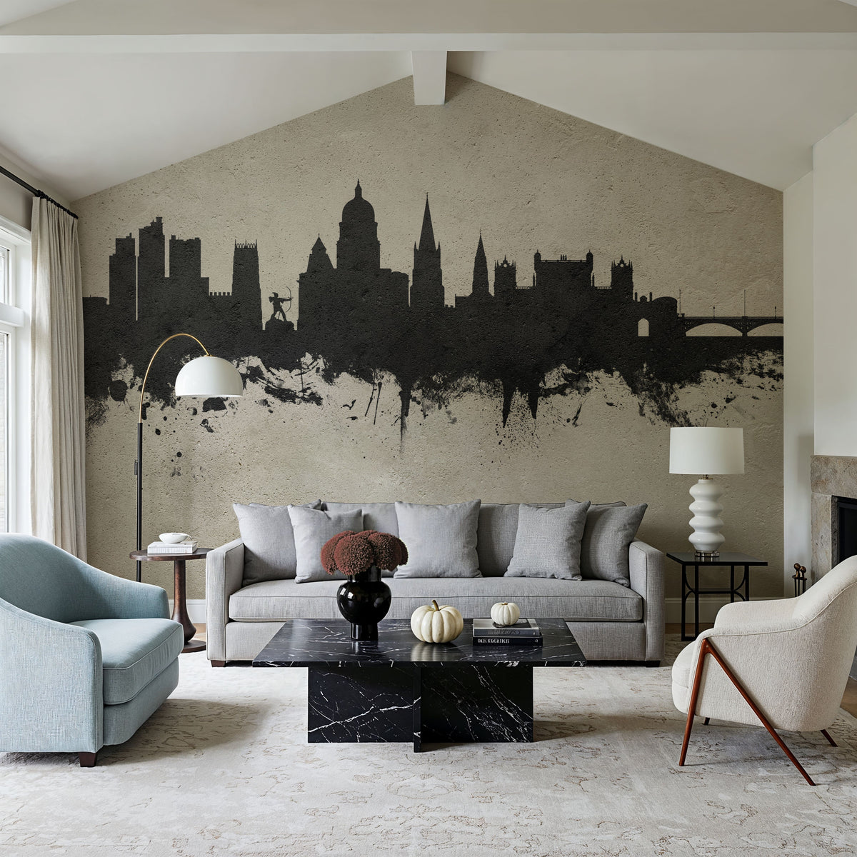 Nottingham England Skyline Concrete Mural Wallpaper - room preview 02