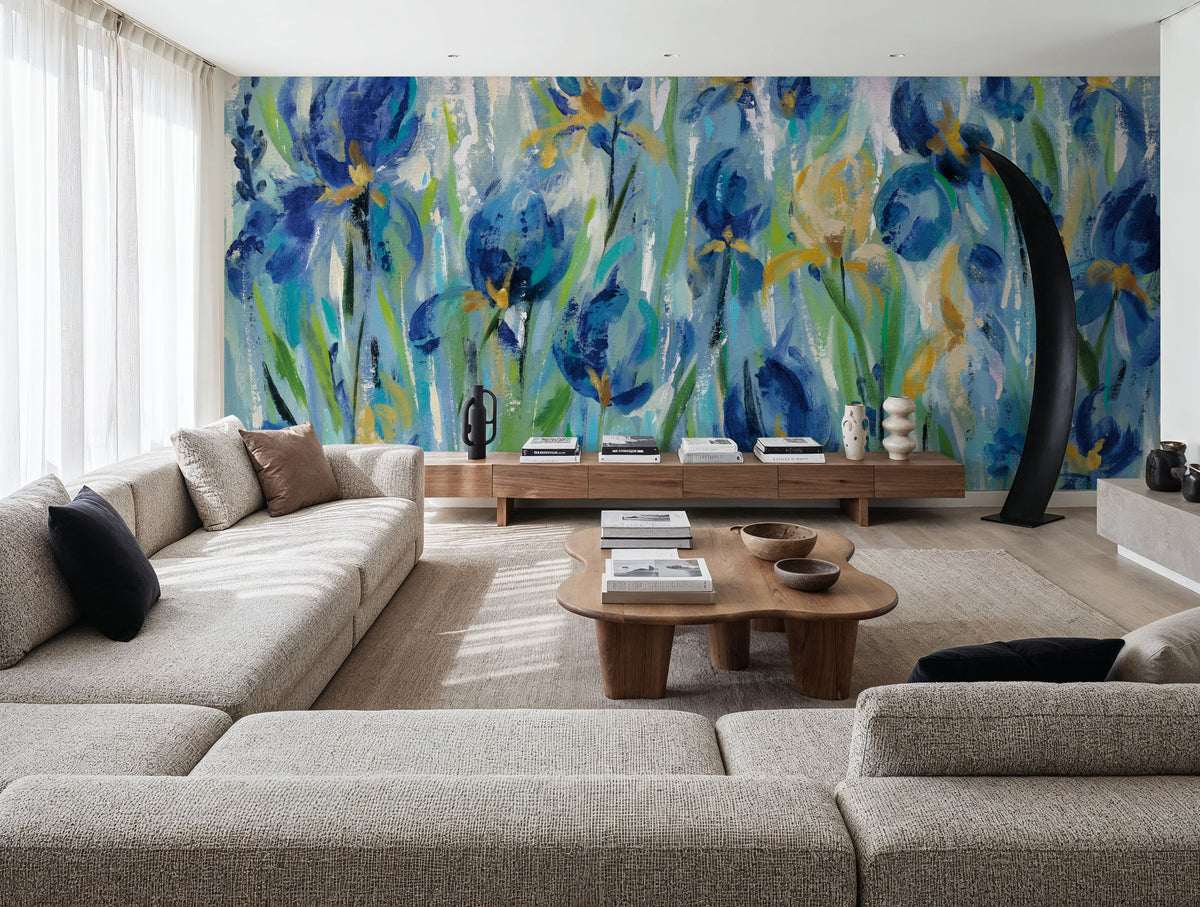 Iris Flower Bed Mural Wallpaper - room preview 02