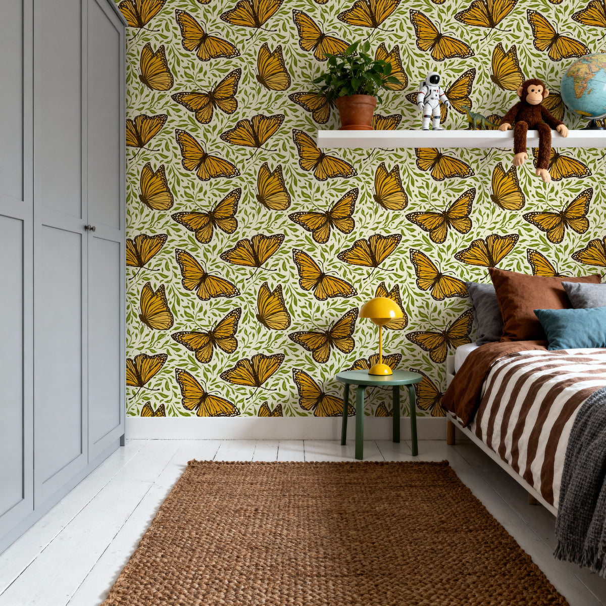 Papillion I, White Mural Wallpaper - room preview 02