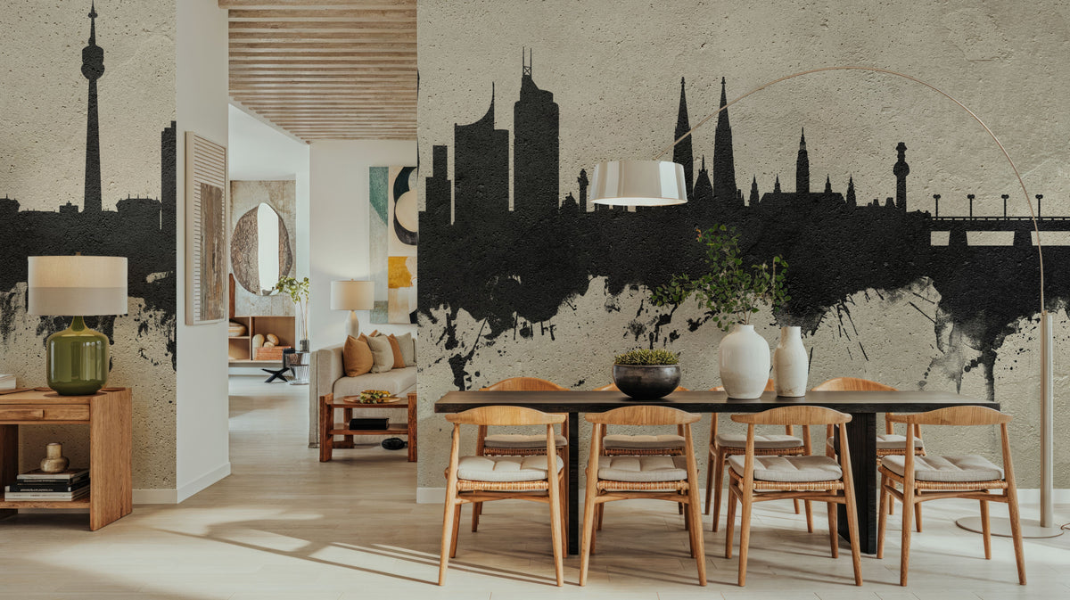 Vienna Austria Skyline Concrete Mural Wallpaper - room preview 02