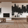 Memphis Tennessee Skyline Black & White Mural Wallpaper - room preview 02