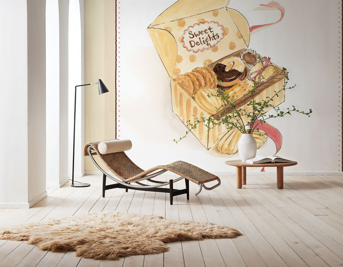 Sweet Delights on Stripes Mural Wallpaper - room preview 02