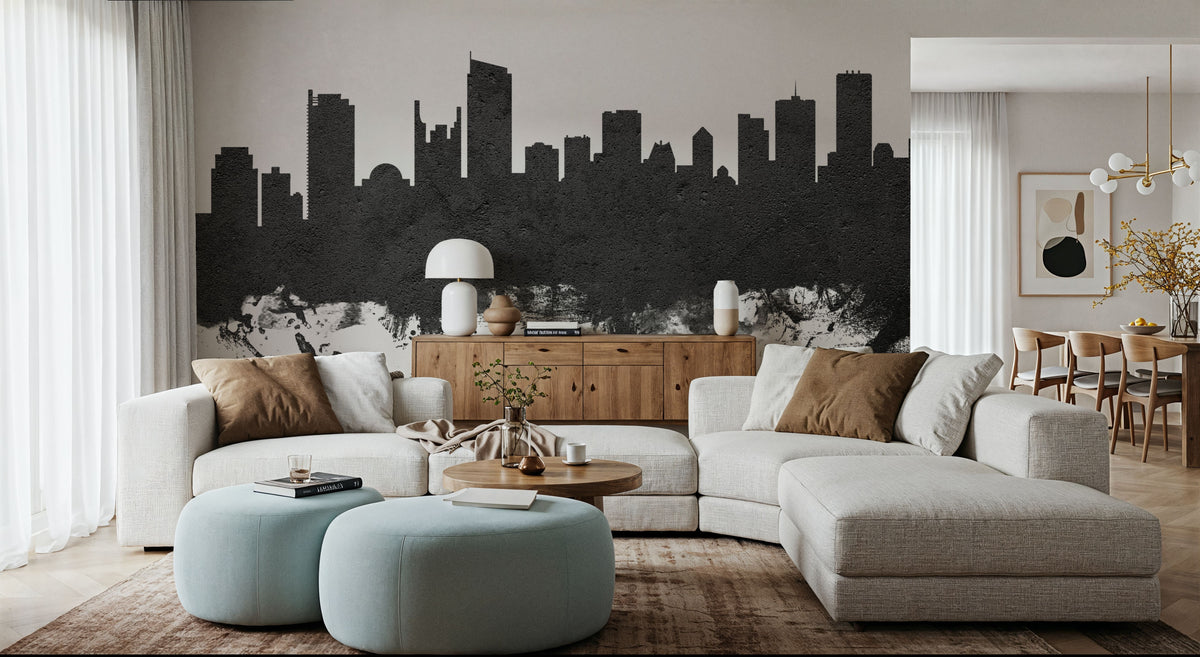 Vancouver Canada Skyline Black & White Mural Wallpaper - room preview 02