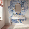 Shibori Coral II on Linen Mural Wallpaper - room preview 02