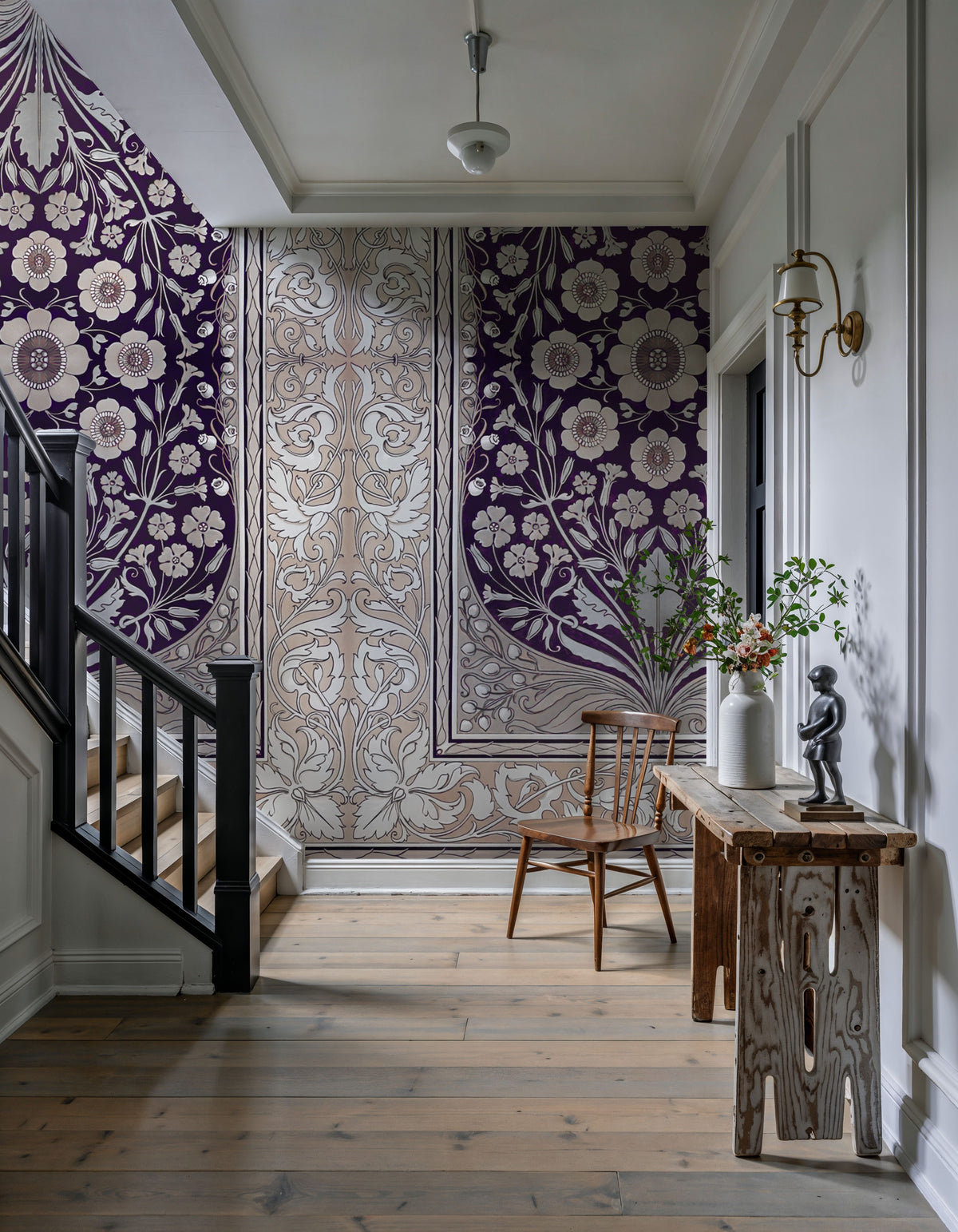 My Floral Dreams, Purple Mural Wallpaper - room preview 02