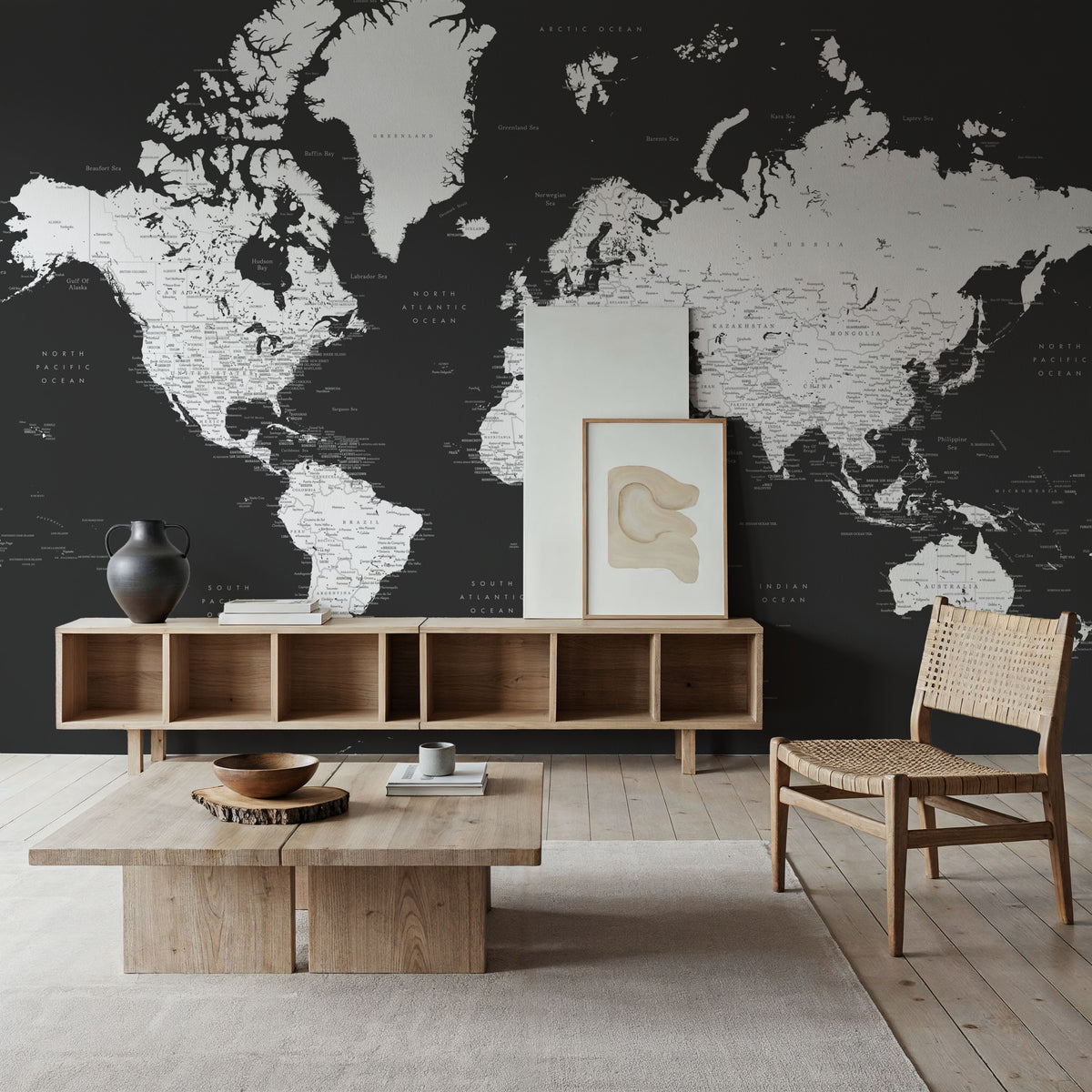 World Map Cities - Milo Mural Wallpaper - room preview 02