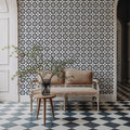 Temara Circle and Flower Mural Wallpaper - room preview 02