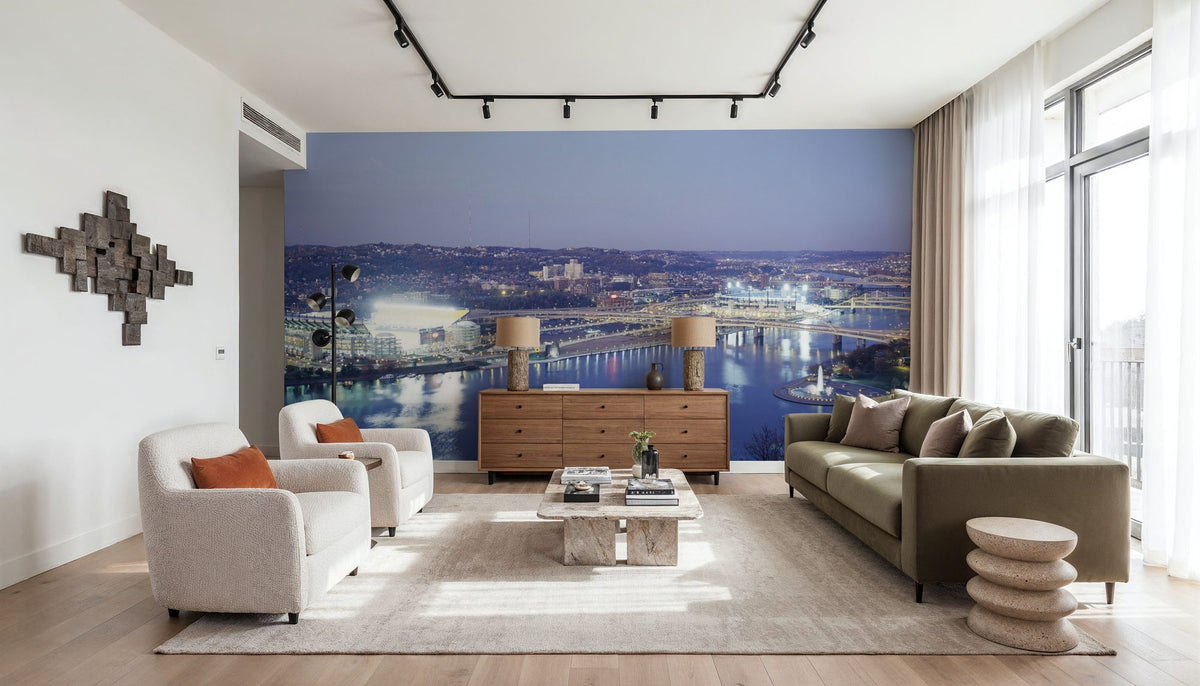 Twilight Riverfront Mural Wallpaper - room preview 02