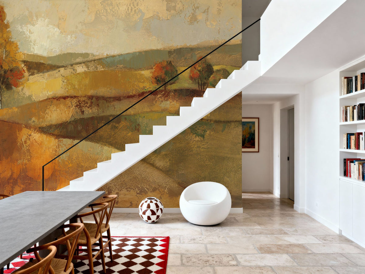 Autumn Hills Mural Wallpaper - Red Tone - room preview 02