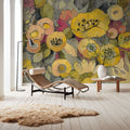 Yellow Floral Duo III Mural Wallpaper - room preview 02