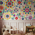 Floral Fiesta White I Mural Wallpaper - room preview 02