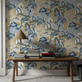 Whispers of the Mountain Pattern, White Mural Wallpaper - room preview 02
