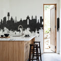 Lisbon Portugal Skyline Black & White Mural Wallpaper - room preview 02