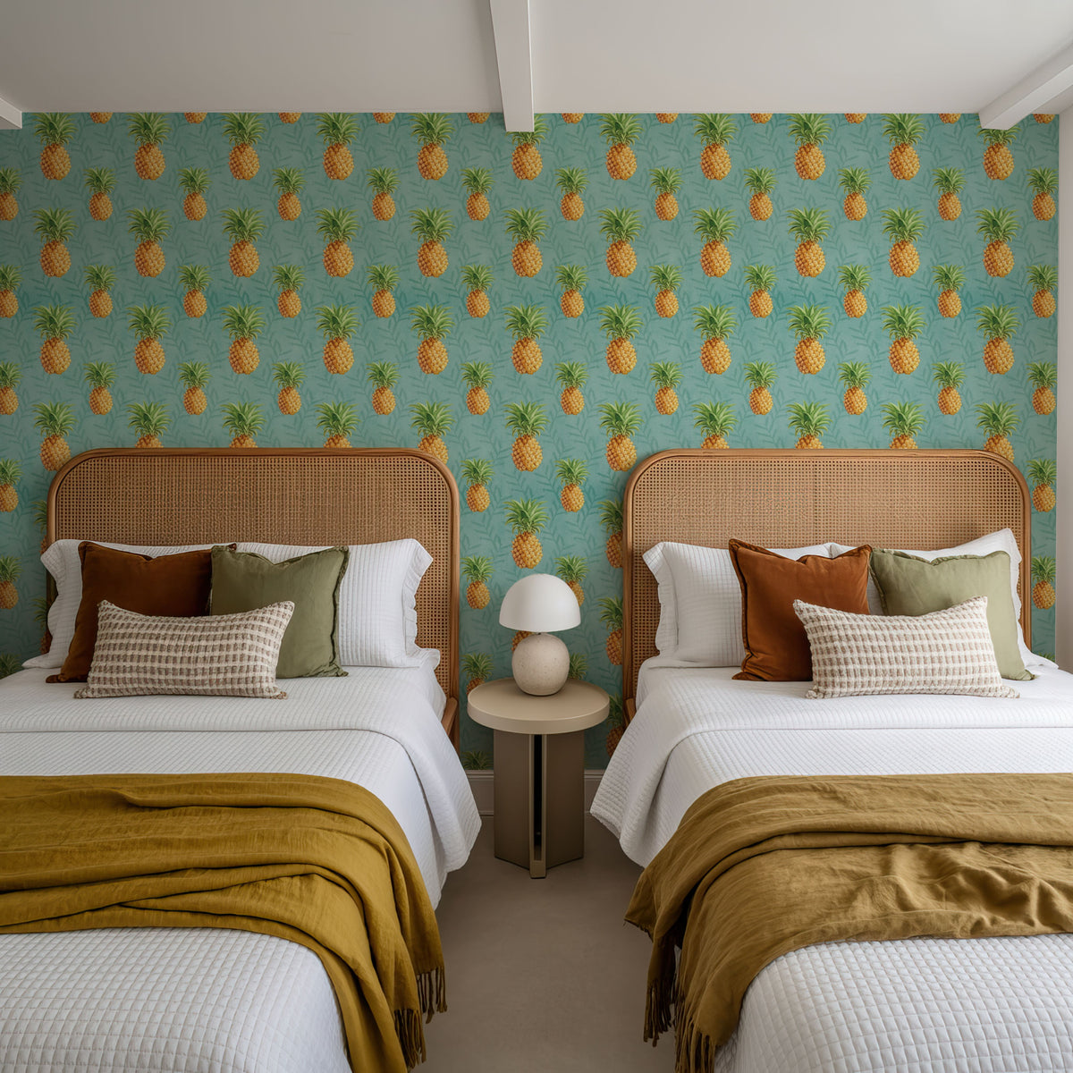 Pineapple Paradise Turqouise Mural Wallpaper - room preview 02