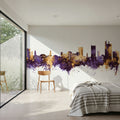 Lubbock Texas Skyline Purple & Gold Mural Wallpaper - room preview 02
