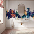Savannah Georgia Skyline Blue & Bronze Mural Wallpaper - room preview 02